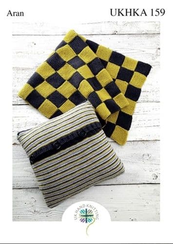 UKHKA Blanket & Cushion Knitting Pattern in Aran (159)