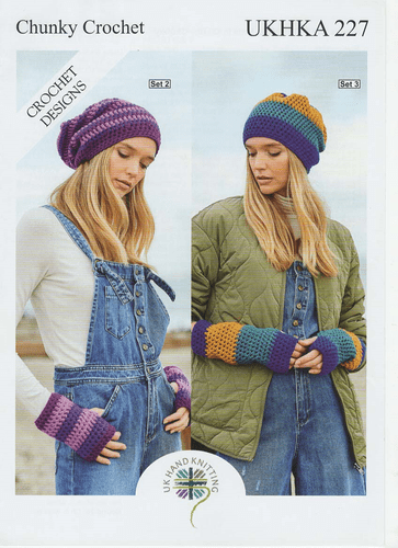 UKHKA Chunky Crochet Beanie Hat and Fingerless Mitts (UKHKA227)