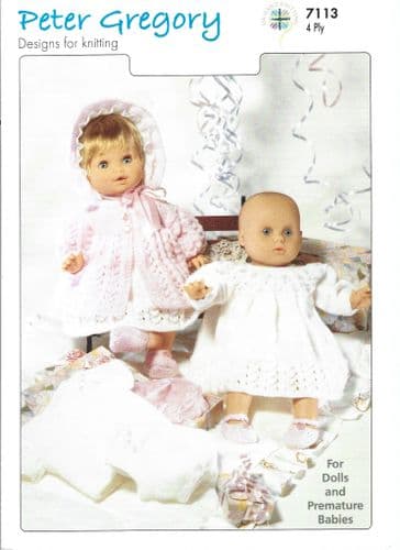 UKHKA Peter Gregory Doll and Preemie Clothes in 4ply (UKHKA7113)