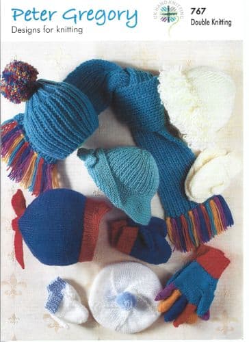 UKHKA Peter Gregory Hat Scarf Mittens and Gloves in DK (UKHKA767)