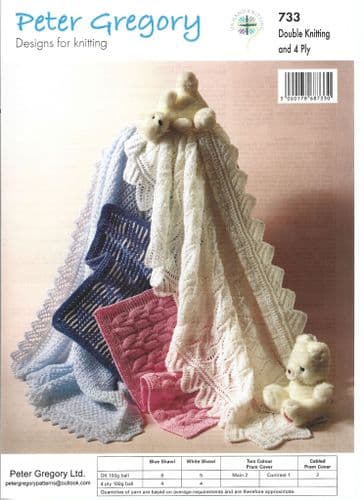 UKHKA Peter Gregory Shawls and Pram Covers in DK & 4ply (UKHKA733)