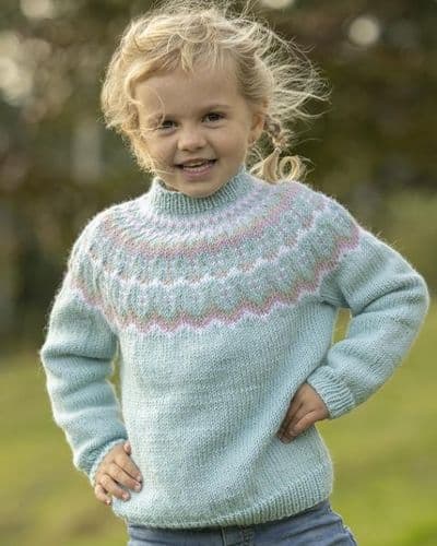 Viking Yarn Girls Sweater Knitting Pattern in Idun (4-11) PDF DOWNLOAD