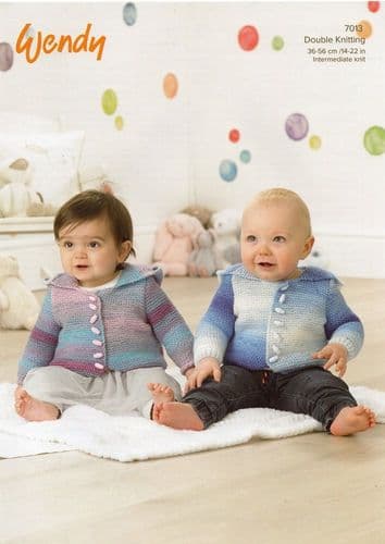Wendy Babies Cardigans Knitting Pattern in Giggles DK (7013)