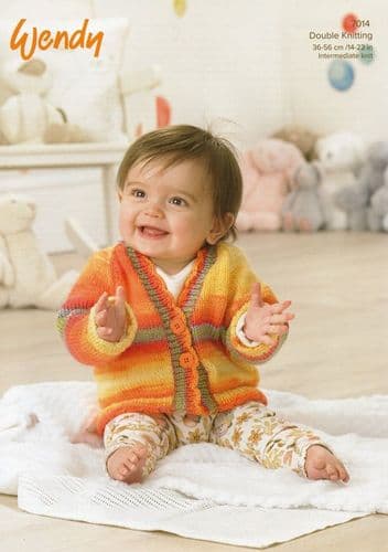Wendy Babies Cardigans Knitting Pattern in Giggles DK (7014)