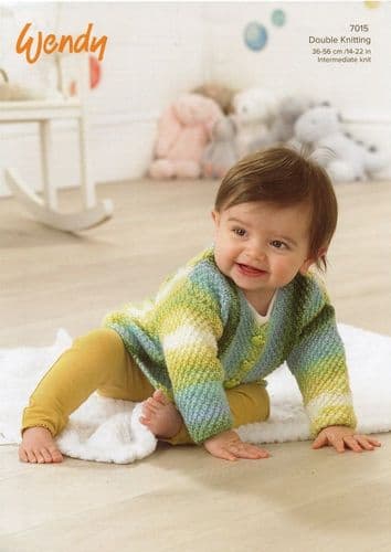 Wendy Babies Sweaters & Cardigan Knitting Pattern in Giggles DK (7015)