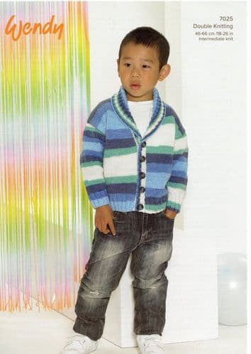 Wendy Boys Cardigan Knitting Pattern in Giggles DK (7025)