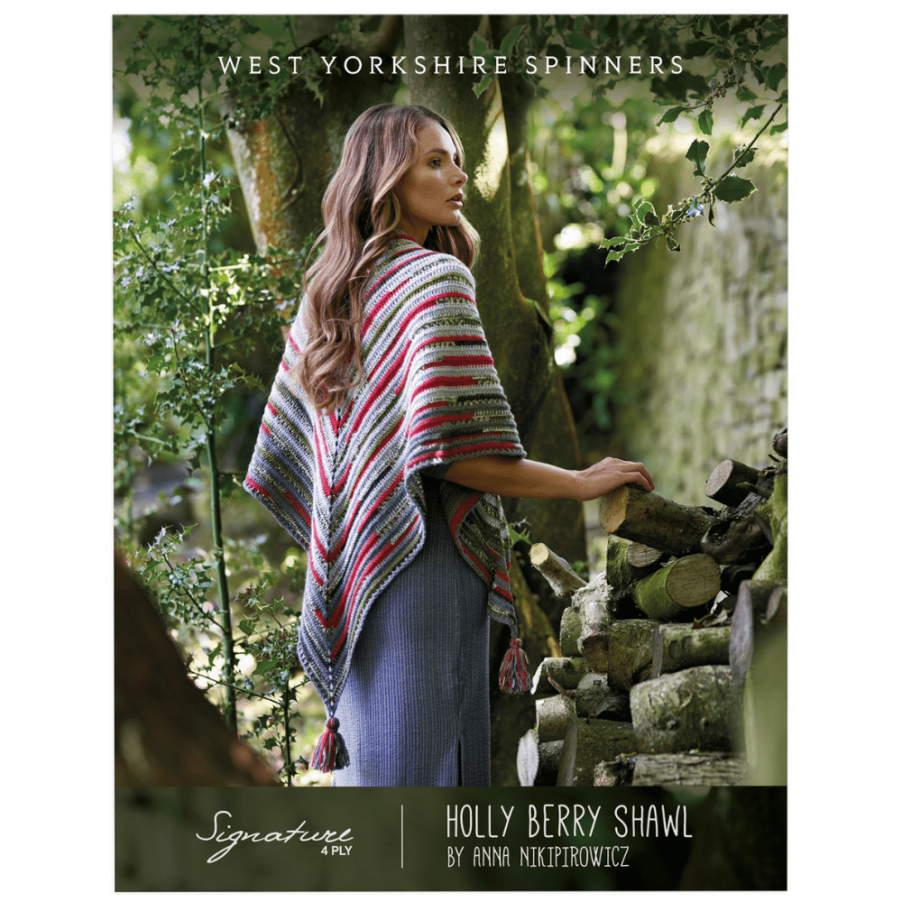West Yorkshire Spinners Holly Berry Shawl Pattern in Signature 4ply