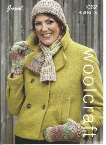 Woolcraft 1 Ball Ribbed Cravat, Scarf and Mitts in Woolcraft Pebble Chunky (1062)