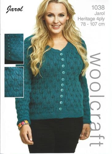 Woolcraft Ladies Cardigan Knitting Pattern in 4ply (1038)