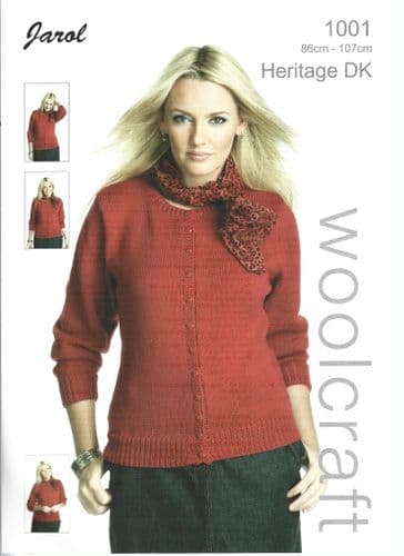 Woolcraft Ladies Cardigan Knitting Pattern in Heritage DK (1001)