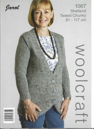 Woolcraft Ladies Cardigan Knitting Pattern in Shetland Tweed Chunky (1067)
