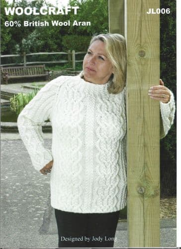 Woolcraft Ladies Jumper Knitting Pattern in 60% Wool Aran (JL006)