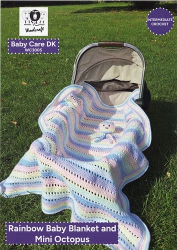 Woolcraft Rainbow Baby Blanket & Mini Octopus Crochet Pattern in Baby Care DK (WC3005)