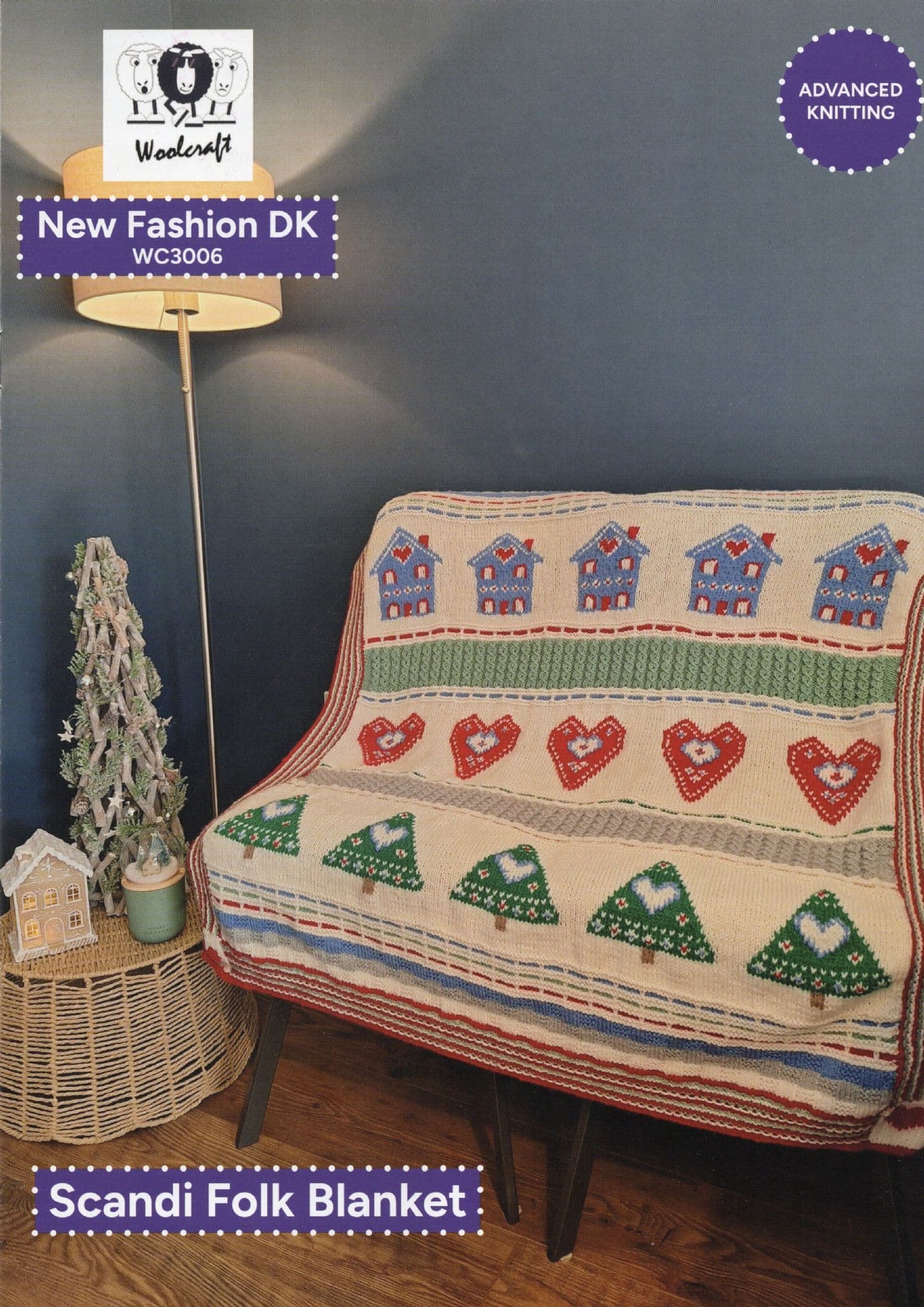 その他 USED HANDMADE BLANKET Woolcraft Scandi Folk Blanket Knitting Pattern in New Fashion DK