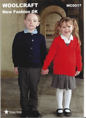 Woolcraft School Cardigans Knitting Pattern in New Fashion DK (WC0017)