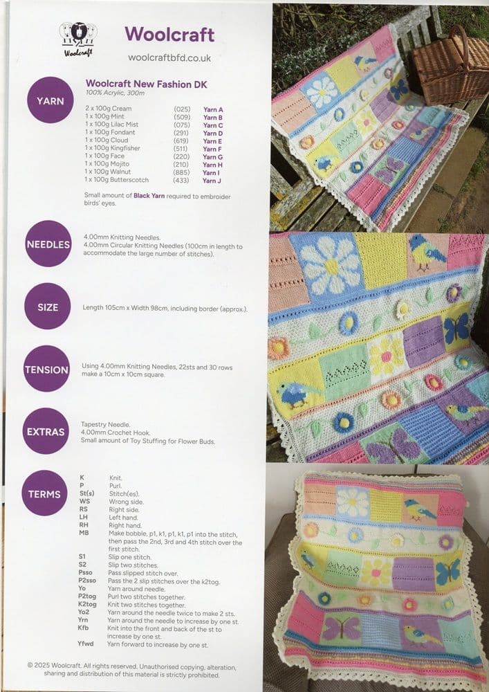 Woolcraft The Joys of Spring Blanket Knitting Pattern in New Fashion DK ...