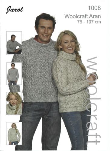 Woolcraft Unisex Jumper Knitting Pattern in Aran (1008)