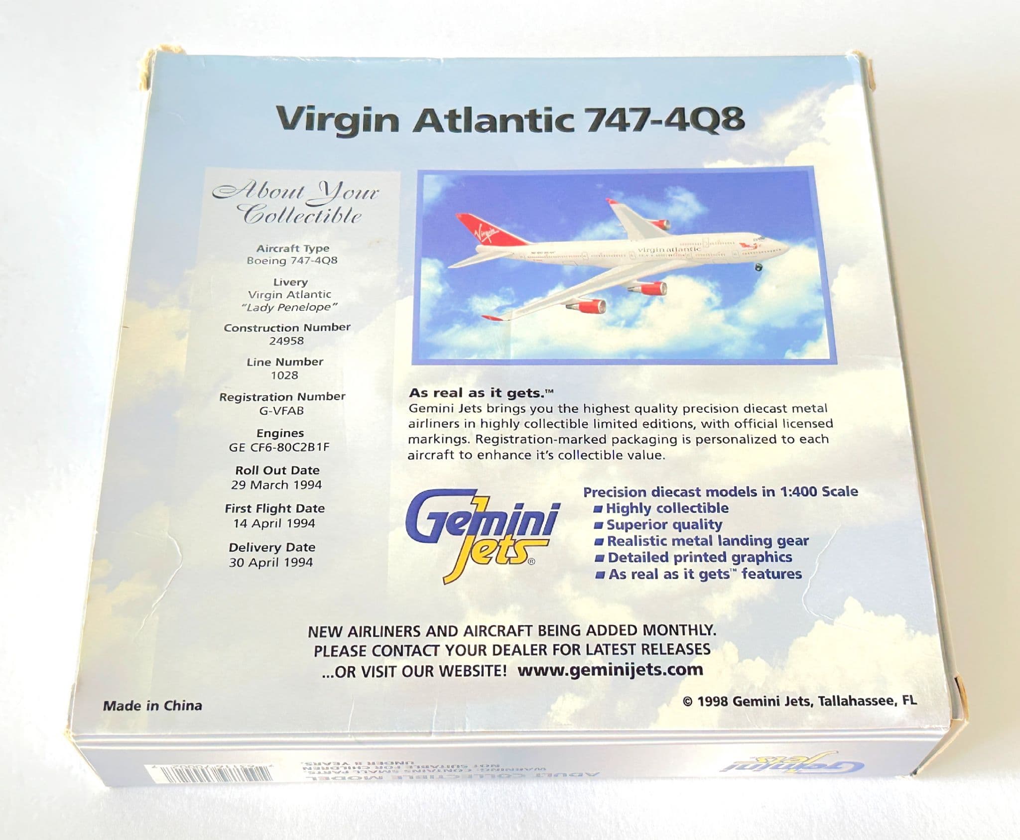 Boeing 747-400 Virgin Atlantic Gemini Jets Model Scale 1 400
