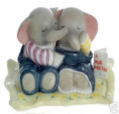 Forget Me Knot Ceramic Elephant Figurine  A Hug For You