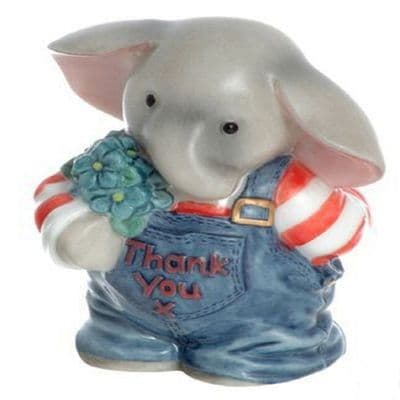 Forget Me Knot Ceramic Elephant Figurine Thank You