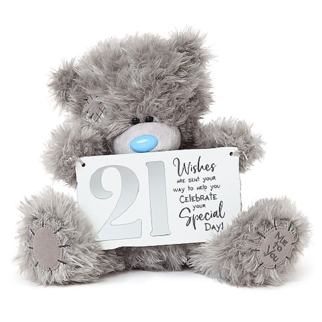 Me to You 9" Tatty Teddy Plush Bear Holding 21st Birthday Plaque