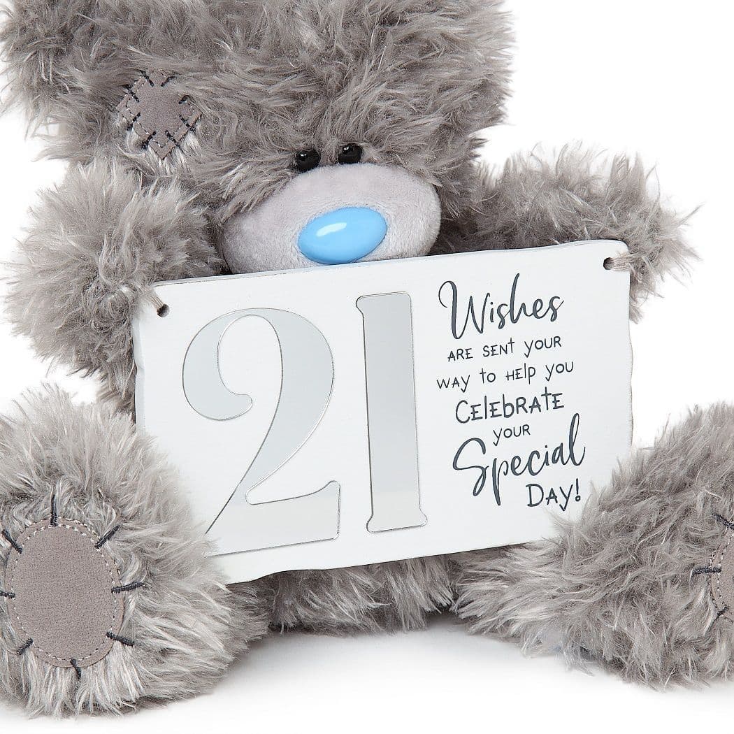 Me to You 9" Tatty Teddy Plush Bear Holding 21st Birthday Plaque