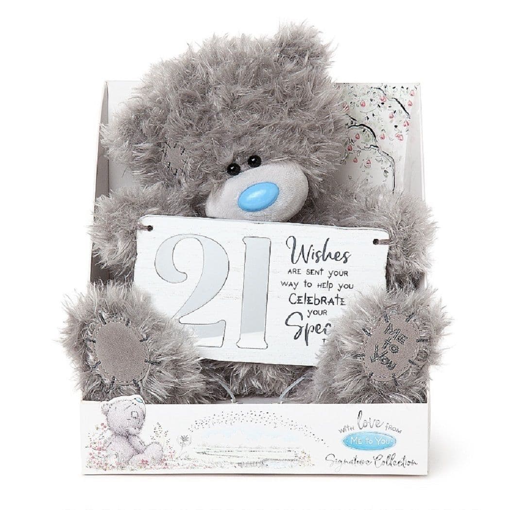 Me to You 9" Tatty Teddy Plush Bear Holding 21st Birthday Plaque