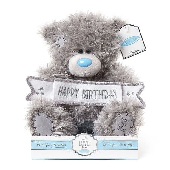 Me to You 9" Tatty Teddy Plush Bear Holding A Happy Birthday Banner