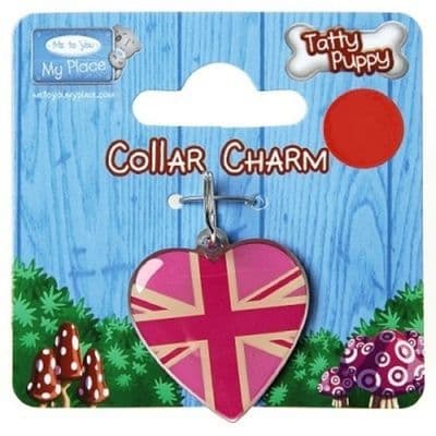 Me to You Tatty Puppy Collar Charm - Pink Union Jack