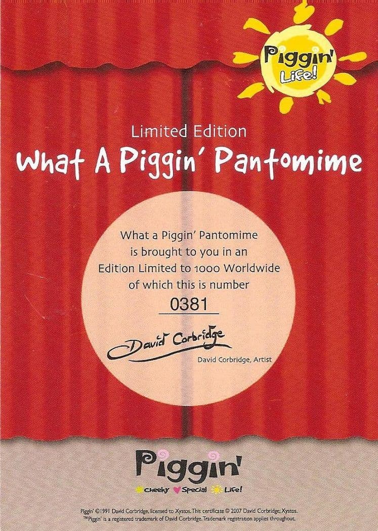 Piggin Collectors Resin Figurine What A Piggin Pantomime Ltd Ed 381