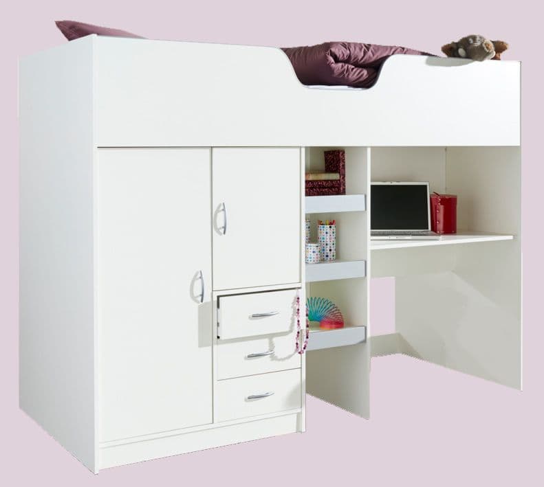 White Cabin Bed With Sofa Baci Living Room