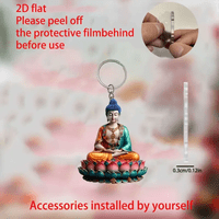 2D Flat Acrylic Buddha Keychain, Acrylic Ornament
