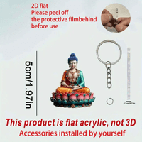 2D Flat Acrylic Buddha Keychain, Acrylic Ornament