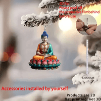 2D Flat Acrylic Buddha Keychain, Acrylic Ornament