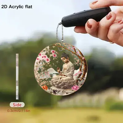 2D Flat Acrylic Buddha Pendant Serene Meditation Design
