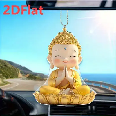 2D Flat, Golden Buddha Acrylic Hanging Ornament