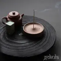 9cm Natural Wood Circular Incense Burner – Stick Holder for Home & Meditation