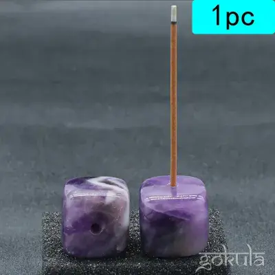 Amethyst Incense Burner – Natural Stone Square Rack for Meditation