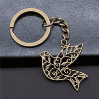 Beautiful Dove Bird Alloy Pendant Keychain Keyring Pendant in Antique Bronze