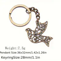 Beautiful Dove Bird Alloy Pendant Keychain Keyring Pendant in Antique Bronze