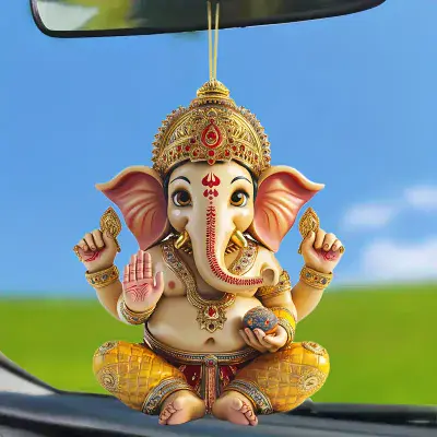 Beautiful Ganesha Acrylic Car Ornament - 2D Flat