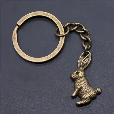 Bronze Cute Rabbit Pendant Keychain
