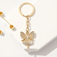 Cute Angel Keychain with White Rhinestone Accents