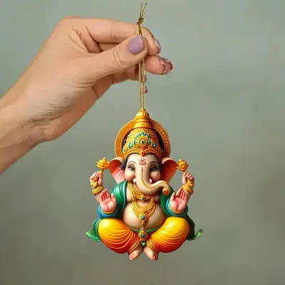 Cute Ganesha Acrylic Car Ornament - 2D Flat