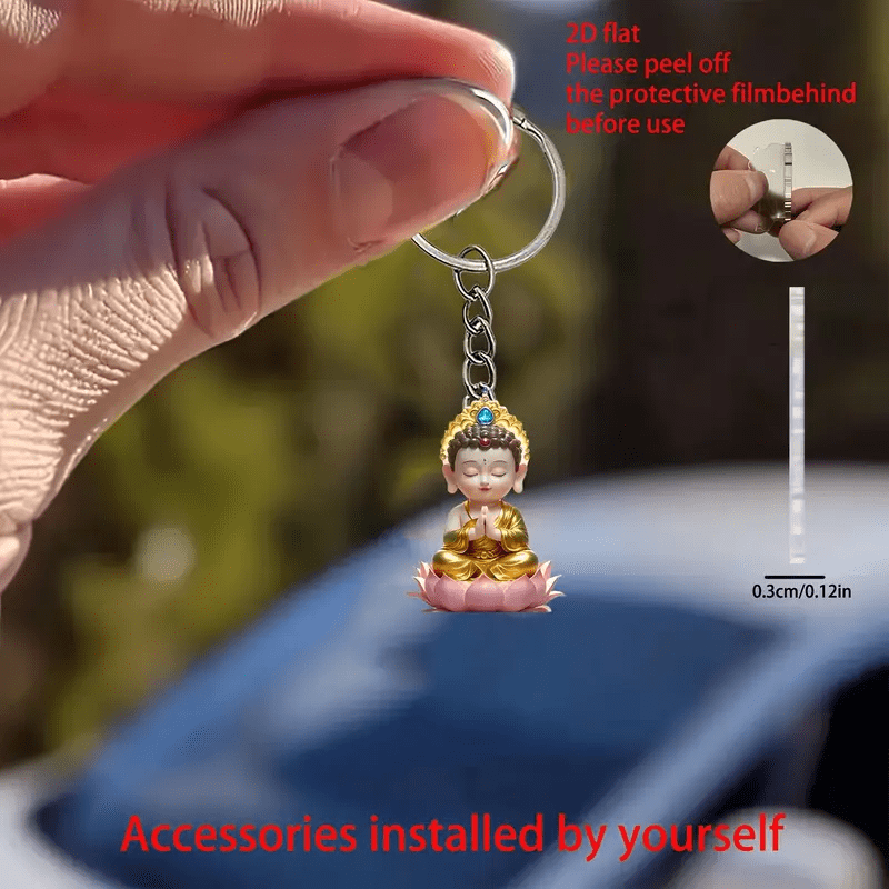 Elegant 2D Acrylic Buddha Keychain