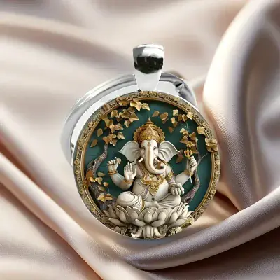Elegant Glass Ganesha Keychain Pendant
