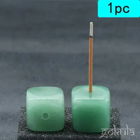 Green Aventurine Incense Burner – Natural Stone Square Rack for Meditation