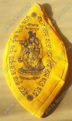 Japa Mala Bag - Radha Krishna - Yellow Model 2 (Sanskrit)