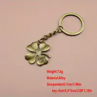 Lucky Grass Four-leaf Clover Alloy Pendant Keychain