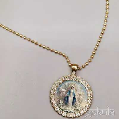 Our Lady Mother Mary Pendant Necklace – Golden-Tone Stainless Steel Jewelry